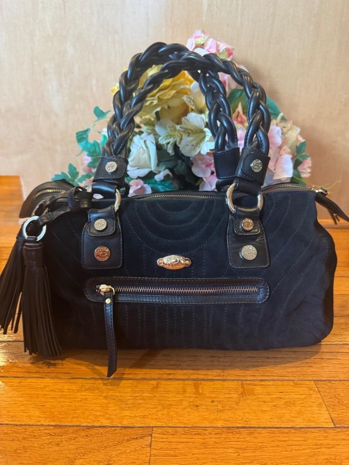 Oscar De La Renta Suede Quilted Bag Purse (P150